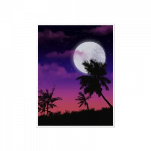 Synthwave night palm scene Poster Ürün Görseli