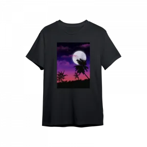 Synthwave night palm scene Oversize Tshirt  Ürün Görseli