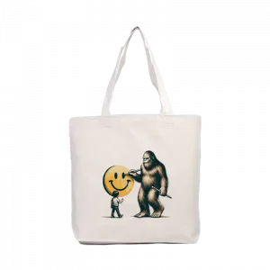 Gülen surat çizen büyük ayak (Bigfoot) Kanvas Çanta Ürün Görseli