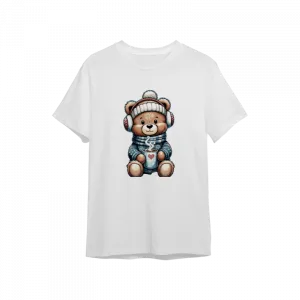 Sıcak  çikolata içen sevimli ayıcık Oversize Tshirt  Ürün Görseli