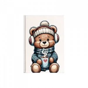 Sıcak  çikolata içen sevimli ayıcık Kanvas Defter Ürün Görseli