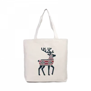 Ekose desenli geyik Kanvas Çanta Ürün Görseli