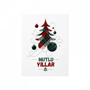 Yılbaşı Ağacı Ekose Desenli, Mutlu Yıllar Poster Ürün Görseli