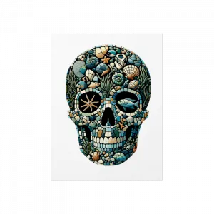 Okyanus Temalı Mozaik Kafatası Poster Ürün Görseli