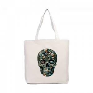 Okyanus Temalı Mozaik Kafatası Kanvas Çanta Ürün Görseli