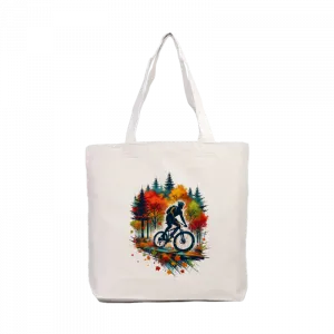 Sonbahar Dağ Bisiklet Sürüşü Kanvas Çanta Ürün Görseli