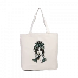 BANDANALI KADIN PORTRESİ Kanvas Çanta Ürün Görseli