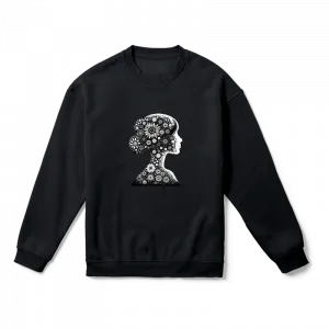 Çiçekli Kadın Silüeti Oversize Sweatshirt Ürün Görseli