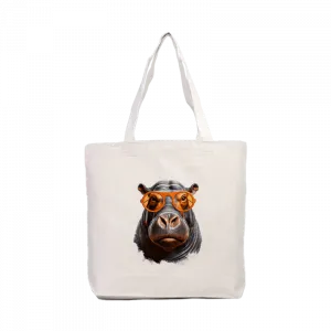 Gözlüklü Su Aygırı Kanvas Çanta Ürün Görseli