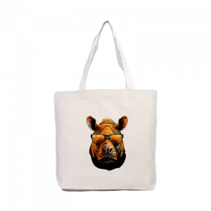 Gözlüklü Gergedan Kanvas Çanta Ürün Görseli