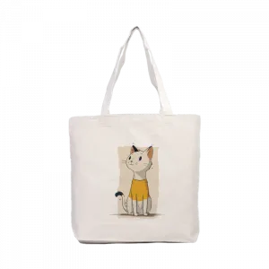 Sarı Kazaklı Kedi Kanvas Çanta Ürün Görseli
