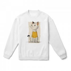 Sarı Kazaklı Kedi Oversize Sweatshirt Ürün Görseli