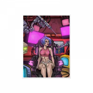 Cyberpunk girl at room Poster Ürün Görseli
