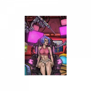 Cyberpunk girl at room Kanvas Defter Ürün Görseli