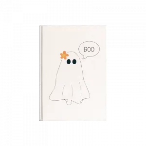 Boo! Sevimli Hayalet İllüstrasyonu Kanvas Defter Ürün Görseli