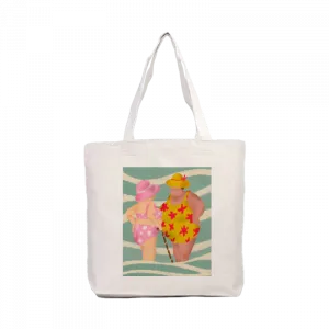 Plajda Sohbet Eden Hanımlar: Yazın Neşesi ve Dostluğun Büyüsü Kanvas Çanta Ürün Görseli