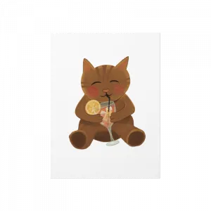 Kokteyl Içen Kedi Poster Ürün Görseli