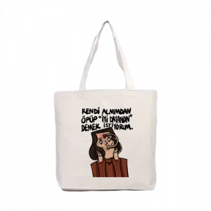 Kendi Alnımdan Öpüp Kanvas Çanta Ürün Görseli