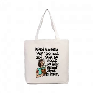 Kendi Alnımdan Öpüp-3 Kanvas Çanta Ürün Görseli