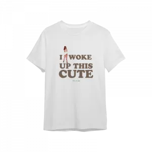 I Woke Up This Cute - Pin-Up Girl Retro Tasarım Oversize Tshirt Ürün Görseli