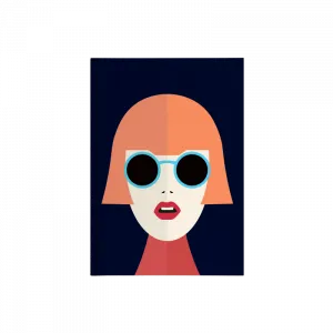 Retro Kız İllüstrasyonu – Minimalist Pop Art Tarzı Kanvas Defter Ürün Görseli