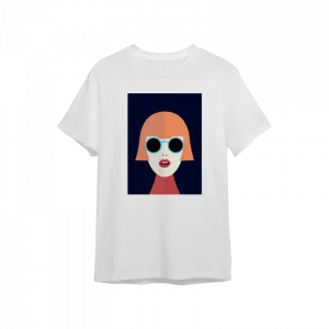 Retro Kız İllüstrasyonu – Minimalist Pop Art Tarzı Oversize Tshirt  Ürün Görseli