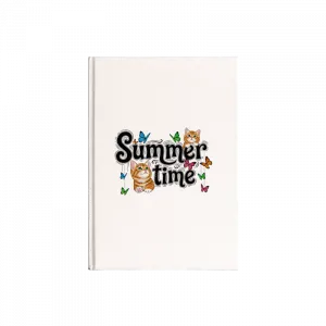 Summer Vibes with Cute Kittens & Butterflies Kanvas Defter Ürün Görseli