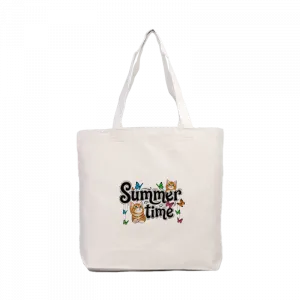 Summer Vibes with Cute Kittens & Butterflies Kanvas Çanta Ürün Görseli