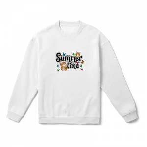 Summer Vibes with Cute Kittens & Butterflies Oversize Sweatshirt Ürün Görseli