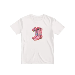 pink coquette cowboy boots (pembe kovboy çizmeleri) Basic Tshirt Ürün Görseli