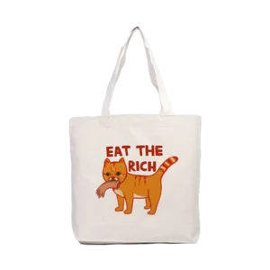 Eat The Rich Kedi Kanvas Çanta Ürün Görseli