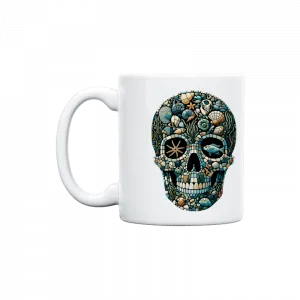 Okyanus Temalı Mozaik Kafatası Kupa Ürün Görseli