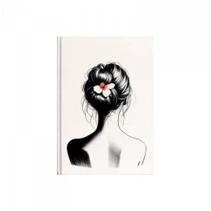 Dağınık topuzlu ve çiçek tokalı kadın portresi Kanvas Defter Ürün Görseli