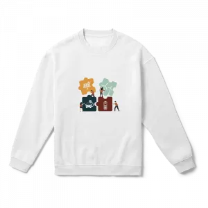 Puzzle-Beyaz Oversize Sweatshirt Ürün Görseli