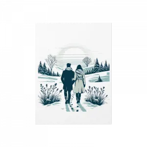 Karda yürüyen çift Poster Ürün Görseli
