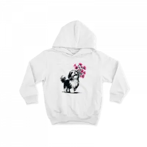 Sevimli Köpek ve Çiçek Demeti Çocuk Hoodie Ürün Görseli