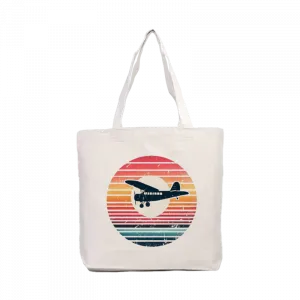 Vintage Günbatımında Uçak Gölgesi Kanvas Çanta Ürün Görseli