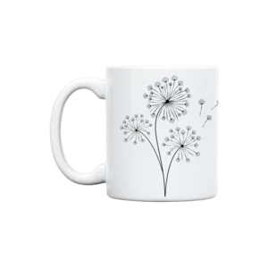 dandelion line art Kupa Ürün Görseli