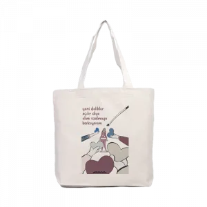 yeni delikler açılır diye elimi uzatmaya korkuyorum Kanvas Çanta Ürün Görseli