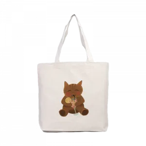 Kokteyl Içen Kedi Kanvas Çanta Ürün Görseli