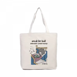 ancak bir kedi doldurabilir içimdeki boşluğu Kanvas Çanta Ürün Görseli