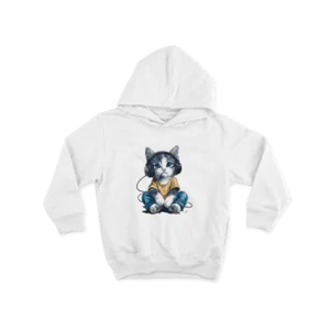 Cute DJ Cat Çocuk Hoodie Ürün Görseli