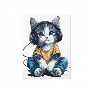 Cute DJ Cat Poster Ürün Görseli