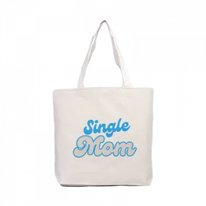 Single mom, Bekar anne mavi Kanvas Çanta Ürün Görseli